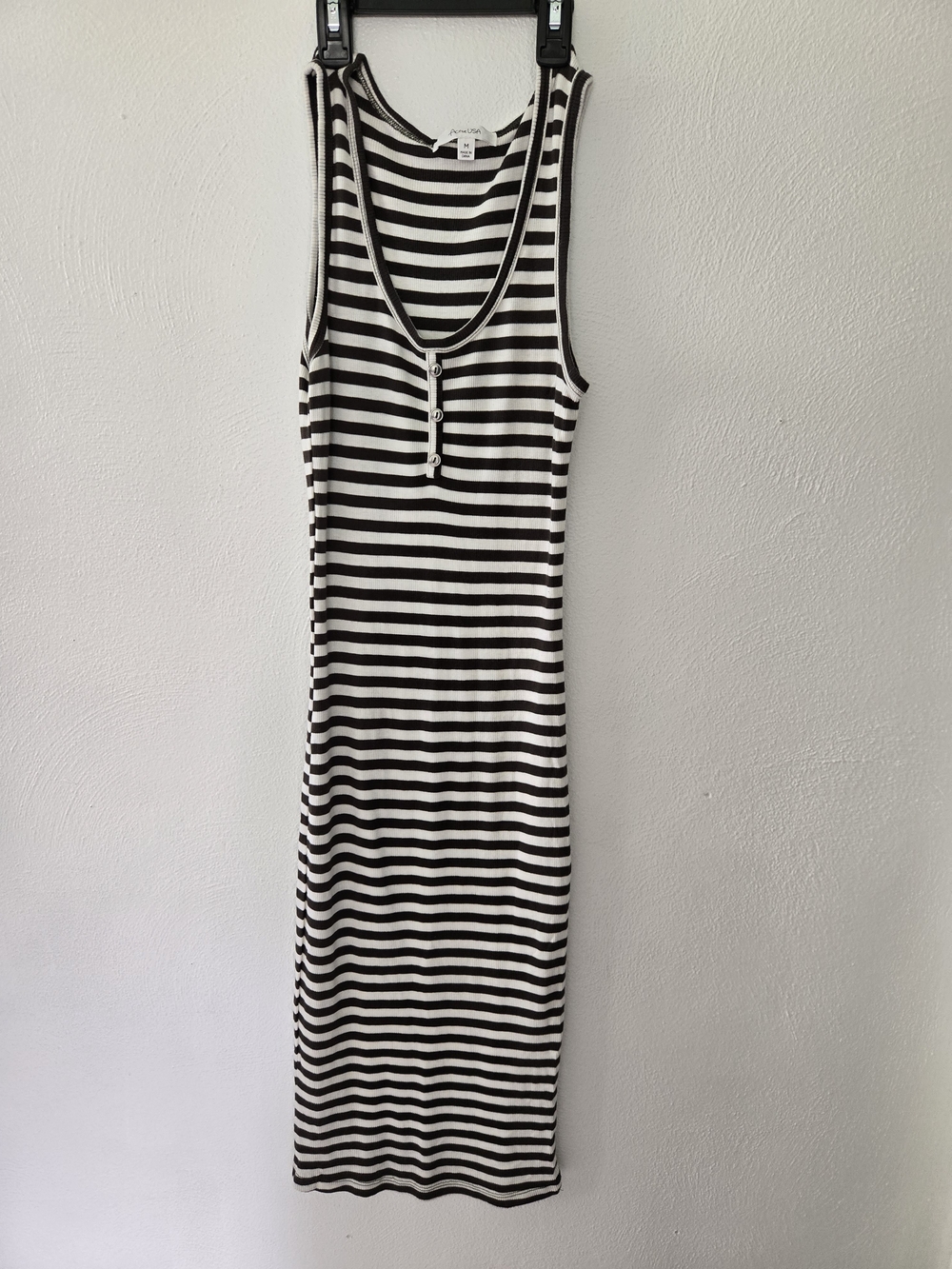 Active USA Black & White Striped Midi Tank Dress